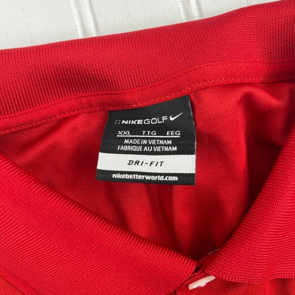 Nike Golf Dri-Fit XXL Red Polo Shirt Mens Short Sleeve - Picture 2 of 5